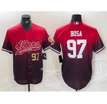 Men's San Francisco 49ers #97 Nick Bosa Red Black With Patch Cool Base Baseball Stitched Jerseys