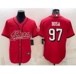 Men's San Francisco 49ers #97 Nick Bosa Red Color Rush With Patch Cool Base Stitched Baseball Jersey