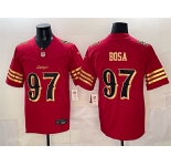 Men's San Francisco 49ers #97 Nick Bosa Red Gold 2025 F.U.S.E. “Rivalries” Vapor Limited Stitched Football Jersey