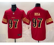 Men's San Francisco 49ers #97 Nick Bosa Red Gold 2025 F.U.S.E. “Rivalries” Vapor Limited Stitched Football Jersey