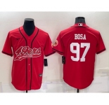 Men's San Francisco 49ers #97 Nick Bosa Red Stitched Cool Base Nike Baseball Jersey
