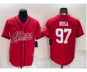 Men's San Francisco 49ers #97 Nick Bosa Red Stitched Cool Base Nike Baseball Jersey