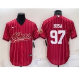 Men's San Francisco 49ers #97 Nick Bosa Red With Patch Cool Base Stitched Baseball Jersey