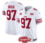 Men's San Francisco 49ers #97 Nick Bosa White 2023 F.U.S.E. With 2-star C Ptach And NFC West Champions Patch Football Stitched Jersey