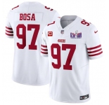 Men's San Francisco 49ers #97 Nick Bosa White 2024 F.U.S.E. Super Bowl LVIII Patch And 2-star C Patch Vapor Untouchable Limited Football Stitched Jersey