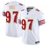 Men's San Francisco 49ers #97 Nick Bosa White Gold 2025 F.U.S.E. “Rivalries” Vapor Limited Football Stitched Jersey