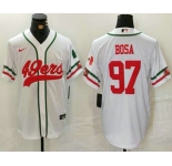 Men's San Francisco 49ers #97 Nick Bosa White Mexico Cool Base Stitched Baseball Jersey