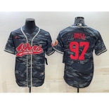 Men's San Francisco 49ers #97 Nike Bosa Grey Camo With Patch Cool Base Stitched Baseball Jersey