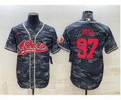 Men's San Francisco 49ers #97 Nike Bosa Grey Camo With Patch Cool Base Stitched Baseball Jersey