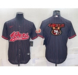Men's San Francisco 49ers Black Pinstripe Team Big Logo With Patch Cool Base Stitched Baseball Jersey