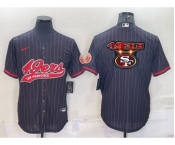 Men's San Francisco 49ers Black Pinstripe Team Big Logo With Patch Cool Base Stitched Baseball Jersey