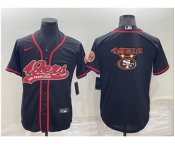 Men's San Francisco 49ers Black Team Big Logo With Patch Cool Base Stitched Baseball Jersey