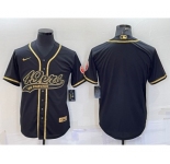 Men's San Francisco 49ers Blank Black Gold With Patch Cool Base Stitched Baseball Jerse