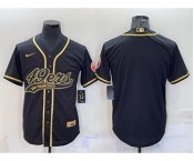 Men's San Francisco 49ers Blank Black Gold With Patch Cool Base Stitched Baseball Jerse