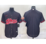 Men's San Francisco 49ers Blank Black Pinstripe With Patch Cool Base Stitched Baseball Jersey