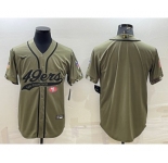 Men's San Francisco 49ers Blank Olive Salute to Service Cool Base Stitched Baseball Jersey
