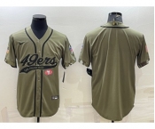 Men's San Francisco 49ers Blank Olive Salute to Service Cool Base Stitched Baseball Jersey