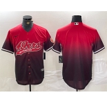 Men's San Francisco 49ers Blank Red Black With Patch Cool Base Stitched Baseball Jersey