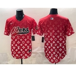 Men's San Francisco 49ers Blank Red Limited Stitched Baseball Jersey