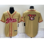 Men's San Francisco 49ers Gold Team Big Logo With Patch Cool Base Stitched Baseball Jersey