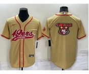 Men's San Francisco 49ers Gold Team Big Logo With Patch Cool Base Stitched Baseball Jersey