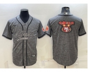 Men's San Francisco 49ers Grey Team Big Logo With Patch Cool Base Stitched Baseball Jersey