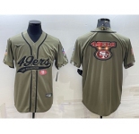 Men's San Francisco 49ers Olive Salute to Service Team Big Logo Cool Base Stitched Baseball Jersey