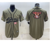 Men's San Francisco 49ers Olive Salute to Service Team Big Logo Cool Base Stitched Baseball Jersey