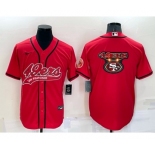 Men's San Francisco 49ers Red Team Big Logo With Patch Cool Base Stitched Baseball Jersey