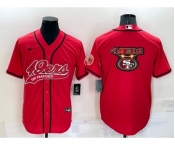 Men's San Francisco 49ers Red Team Big Logo With Patch Cool Base Stitched Baseball Jersey