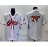 Men's San Francisco 49ers White Team Big Logo With Patch Cool Base Stitched Baseball Jersey