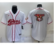 Men's San Francisco 49ers White Team Big Logo With Patch Cool Base Stitched Baseball Jersey