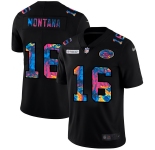 San Francisco 49ers #16 Joe Montana Men's Nike Multi-Color Black 2020 NFL Crucial Catch Vapor Untouchable Limited Jersey