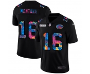 San Francisco 49ers #16 Joe Montana Men's Nike Multi-Color Black 2020 NFL Crucial Catch Vapor Untouchable Limited Jersey
