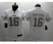 Nike Women San Francisco 49ers #16 Joe Montana Platinum White Jerseys