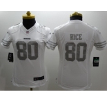 Nike Women San Francisco 49ers #80 Jerry Rice Platinum White Jerseys