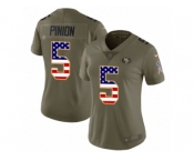 Women Nike San Francisco 49ers #5 Bradley Pinion Limited Olive USA Flag 2017 Salute to Service NFL Jersey