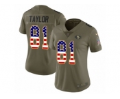 Women Nike San Francisco 49ers #81 Trent Taylor Limited Olive USA Flag 2017 Salute to Service NFL Jersey