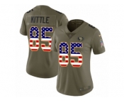 Women Nike San Francisco 49ers #85 George Kittle Limited Olive USA Flag 2017 Salute to Service NFL Jersey