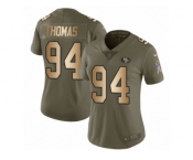 Women Nike San Francisco 49ers #94 Solomon Thomas Limited Olive Gold 2017 Salute to Service NFL Jersey