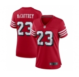 Women's NFL San Francisco 49ers #23 Christian McCaffrey Red Stitched Game Jersey(Run Small)