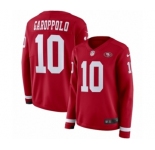 Women's Nike San Francisco 49ers #10 Jimmy Garoppolo Limited Red Therma Long Sleeve NFL Jersey