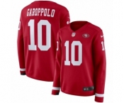 Women's Nike San Francisco 49ers #10 Jimmy Garoppolo Limited Red Therma Long Sleeve NFL Jersey