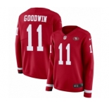 Women's Nike San Francisco 49ers #11 Marquise Goodwin Limited Red Therma Long Sleeve NFL Jersey