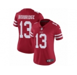 Women's Nike San Francisco 49ers #13 Aaron Burbridge Vapor Untouchable Limited Red Team Color NFL Jersey