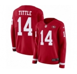 Women's Nike San Francisco 49ers #14 Y.A. Tittle Limited Red Therma Long Sleeve NFL Jersey