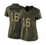 Women's Nike San Francisco 49ers #16 Joe Montana Limited Green Salute to Service NFL Jersey