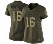 Women's Nike San Francisco 49ers #16 Joe Montana Limited Green Salute to Service NFL Jersey