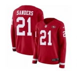 Women's Nike San Francisco 49ers #21 Deion Sanders Limited Red Therma Long Sleeve NFL Jersey