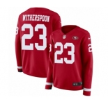 Women's Nike San Francisco 49ers #23 Ahkello Witherspoon Limited Red Therma Long Sleeve NFL Jersey